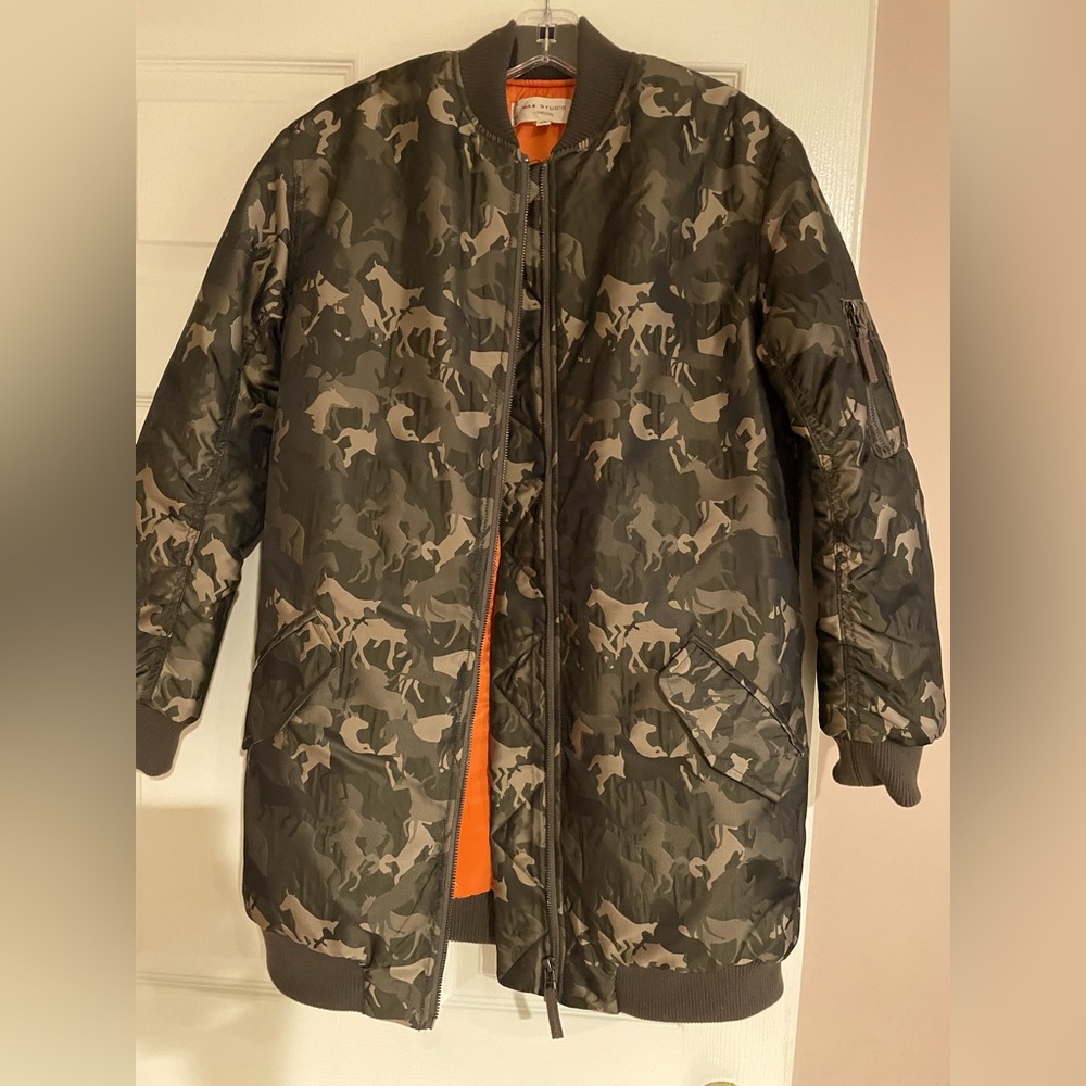 Max studio London puffer bomber jacket with camouflage detailing
